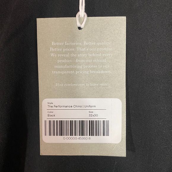 Everlane Performance Chino Pants Mens 32 x 30 Black Uniform Athletic Fit NEW - Picture 9 of 13